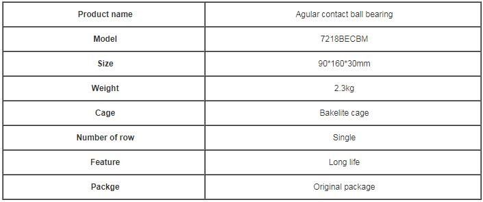 Talla 90 angular del rodamiento de bolitas del contacto 7218BECBM * 160 * 30 milímetros de peso 2,3 kilogramos